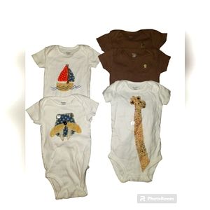 precious firsts by carter's onesies white with animals or boat & plain brown